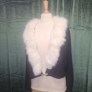 1950s Downen Cashmere and Mink Rhinestone Closure Sweater